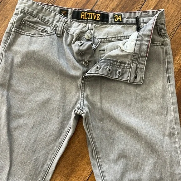 Active Ride Shop men’s gray grey tapered leg button fly denim jeans size 34 x 32 - Picture 7 of 14